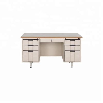 Wooden Desktop 1.2 MM Thick Metal Frame Steel Computer Table
