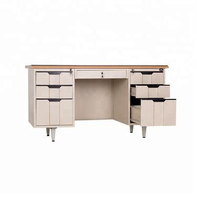Wooden Desktop 1.2 MM Thick Metal Frame Steel Computer Table