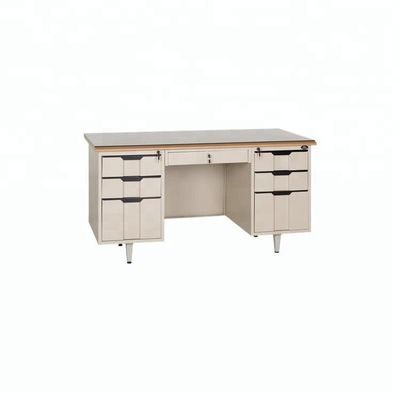 Wooden Desktop 1.2 MM Thick Metal Frame Steel Computer Table